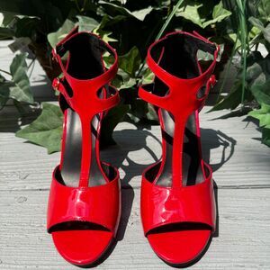 Aider Shock Absorbing Heels Red Stylish Strap Sandals 4" heel Super Comfortable